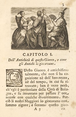 Lot 556 - Pisarri (Carlo). Istruzioni Necessarie per il Giuoco Dilettevole delli Tarocchini di Bologna, 1754
