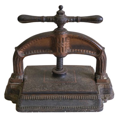 Lot 342 - Bookpress. A highly decorative cast iron bookpress