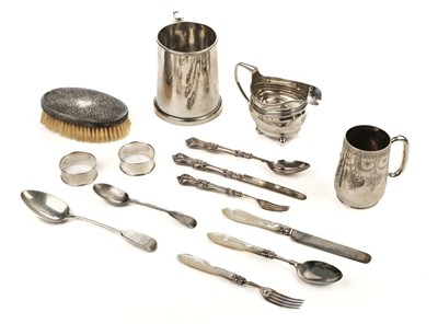 Lot 421 - Mixed Silver. A Victorian silver mug and other items