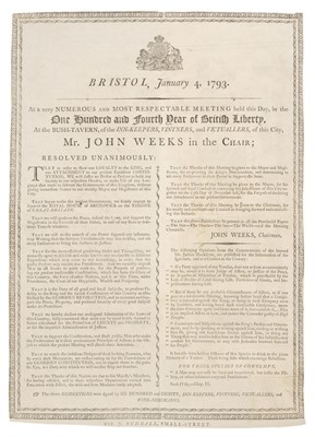 Lot 278 - Bristol Innkeepers' Broadside. Bristol, January 4, 1793