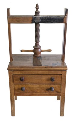 Lot 363 - Linen press. A linen press on stand by T. Bradford & Co., 19th century
