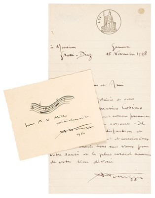 Lot 941 - Honegger (Arthur, 1892-1955). Autograph Musical Quotation Signed, 'A. Honneger, 1950'