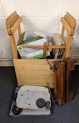 Lot 357 - Laying/finishing press and tub, with plough