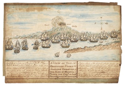 Lot 181 - Maritime Watercolour. A Distant View of Strombolo (sic)..., 1798