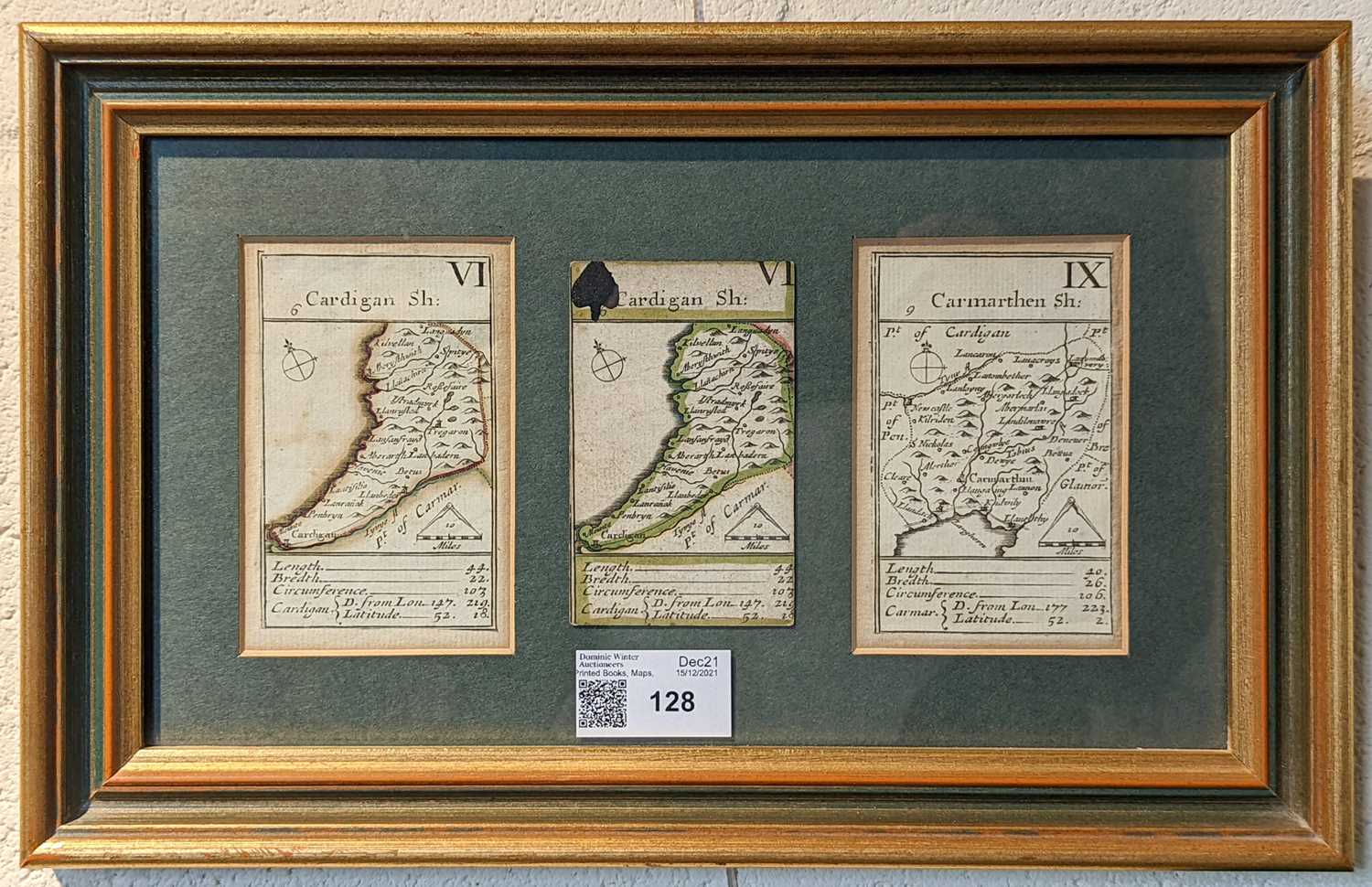 Lot 128 - Playing Card Maps. Morden (Robert), Cardigan Sh. & Carmarthen Sh. 1676 - 1733