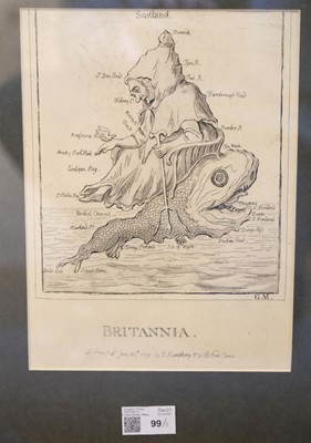 Lot 99 - Gillray (James). 'Britannia', published H.Humphrey, June 25th 1791 [but H.G.Bohn, circa 1850]