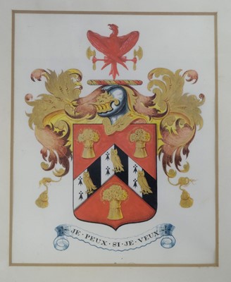 Lot 282 - Grant of Arms. Manuscript grant of arms for Titus Henry Hewitt of Langford House, Glos., 1906