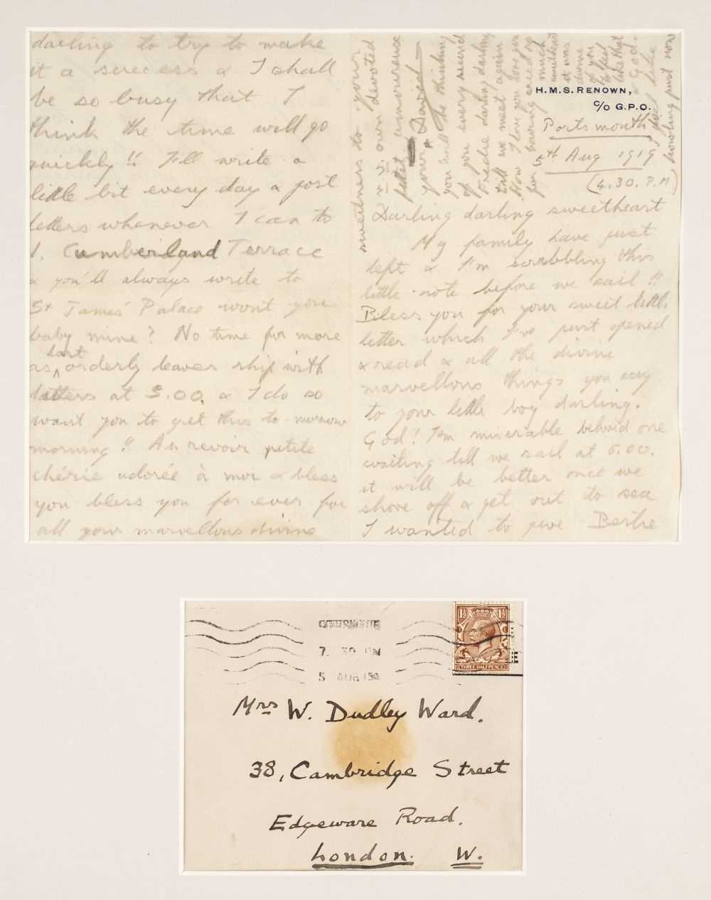 Lot 925 - Edward VIII (1894-1972). Autograph letter signed, 'David', H.M.S. Renown, Portsmouth, 5 August 1919