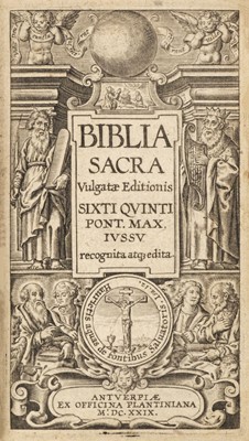 Lot 213 - Bible [Latin]. Biblia Sacra vulgatae editionis Sixti Quinti Pont. Max., Antwerp, 1629