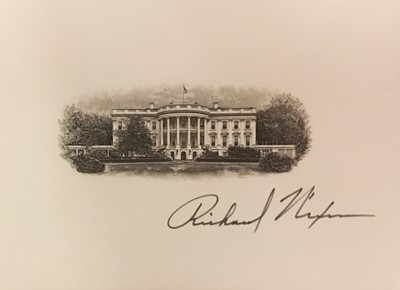 Lot 959 - Nixon (Richard, 1913-1994). Signed card, ‘Richard Nixon’, circa 1973