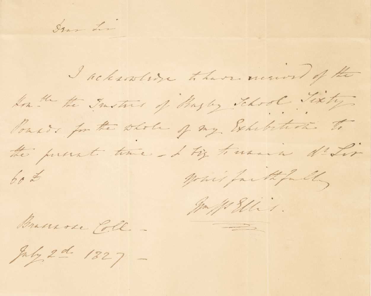 Lot 982 - Webb Ellis (William, 1806-1872). A very rare Autograph Letter Signed, ‘W.W. Ellis’