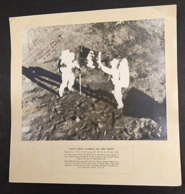Lot 908 - Apollo 11. Man’s First Landing on the Moon Photograph Signed, 20 July 1969