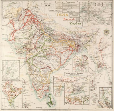Lot 78 - India. Trott (J. H. publisher), Map of the Railway Systems in India, Burmah and Ceylon, 1911