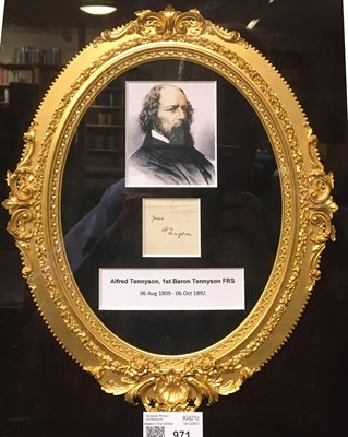 Lot 971 - Tennyson (Alfred, 1st Baron Tennyson, 1809-1892).  Autograph Signature, 'yours A. Tennyson'