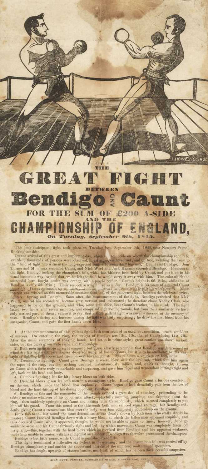 Lot 277 - Boxing Broadside. The Great Fight Between Bendigo and Caunt for the Sum of £200 a-side