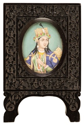 Lot 91 - Indian School. Oval portrait miniature of Nur Jahah, late 19th/early 20th century