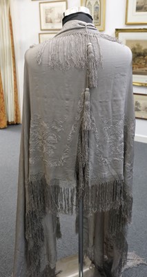 Lot 600 - Shawls. An embroidered burnous shawl, Chinese, 1870/80s, plus 2 others