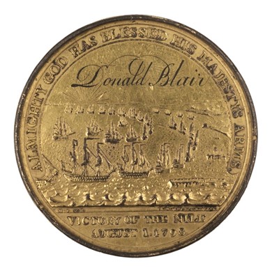 Lot 366 - Davison's Nile Medal 1798, gilt-bronze awarded to Donald Blair