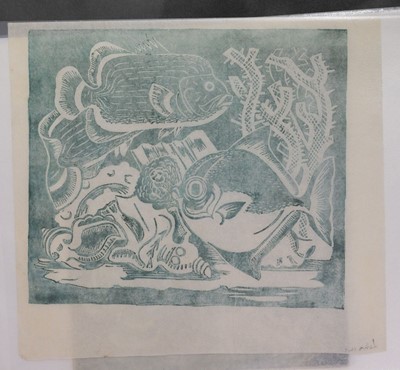 Lot 294 - Hale (Kathleen, 1898-2000). My First Love, circa 1921, linocut portrait of Frank Potter, & others