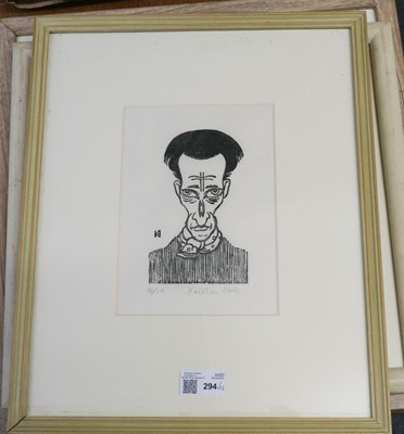 Lot 294 - Hale (Kathleen, 1898-2000). My First Love, circa 1921, linocut portrait of Frank Potter, & others