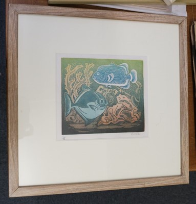 Lot 294 - Hale (Kathleen, 1898-2000). My First Love, circa 1921, linocut portrait of Frank Potter, & others