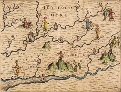 Lot 106 - Drayton (Michael). Untitled map of Hereford, Worcester and Gloucestershire, 1612 - 22