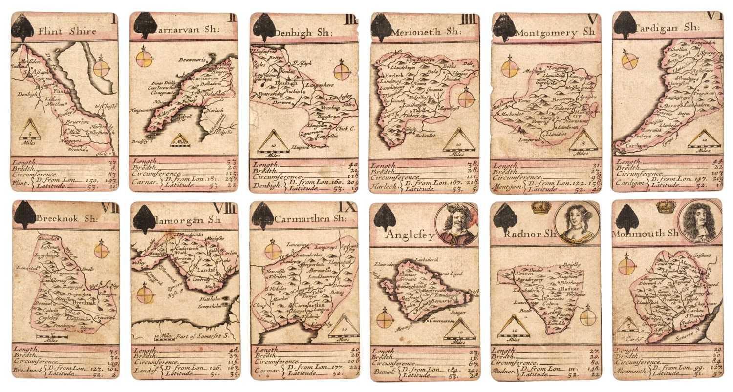 Lot 160 - Wales. Morden (Robert), Twelve 'playing card maps', circa 1676