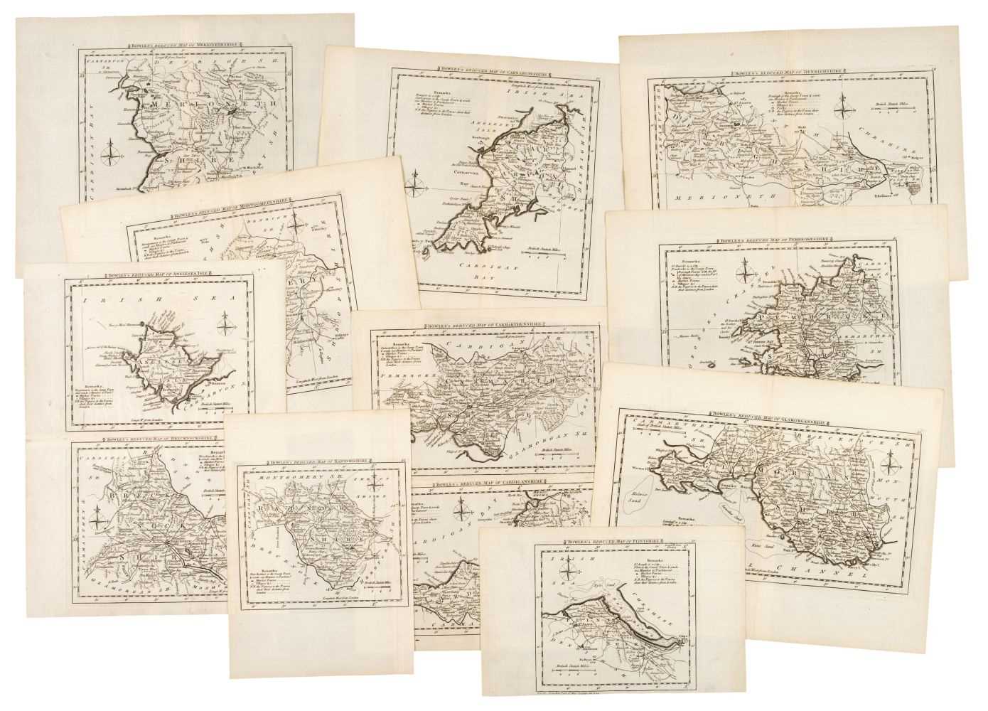 Lot 155 - Wales. Carington Bowles (publisher). A collection of 12 maps (on 10 sheets), 1785