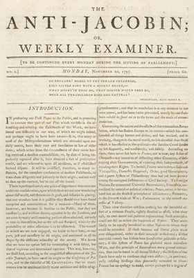 Lot 181 - Anti-Jacobin; or Weekly Examiner, 31 issues 1797-98