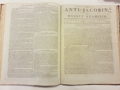 Lot 181 - Anti-Jacobin; or Weekly Examiner, 31 issues 1797-98