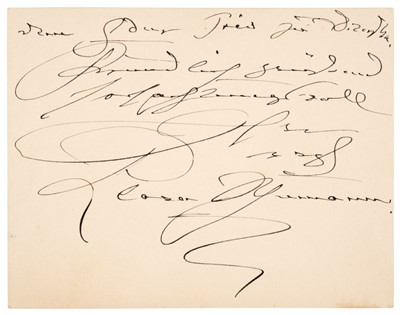 Lot 247 - Schumann (Clara, 1819-1896). Autograph Notecard Signed, ‘Clara Schumann’, 29 October 1882