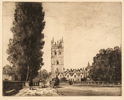 Lot 185 - Oxford. Pattison (Edgar L.). Magdalen College from the Bridge, circa 1905