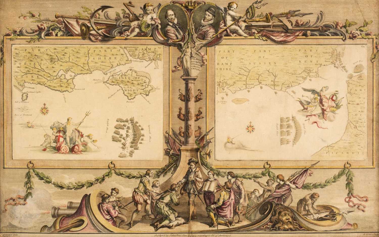 Lot 136 - Pine (John). Four Sea Charts, numbers 3 & 4, 5 & 6, 7 & 8 and 9 & 10, circa 1739