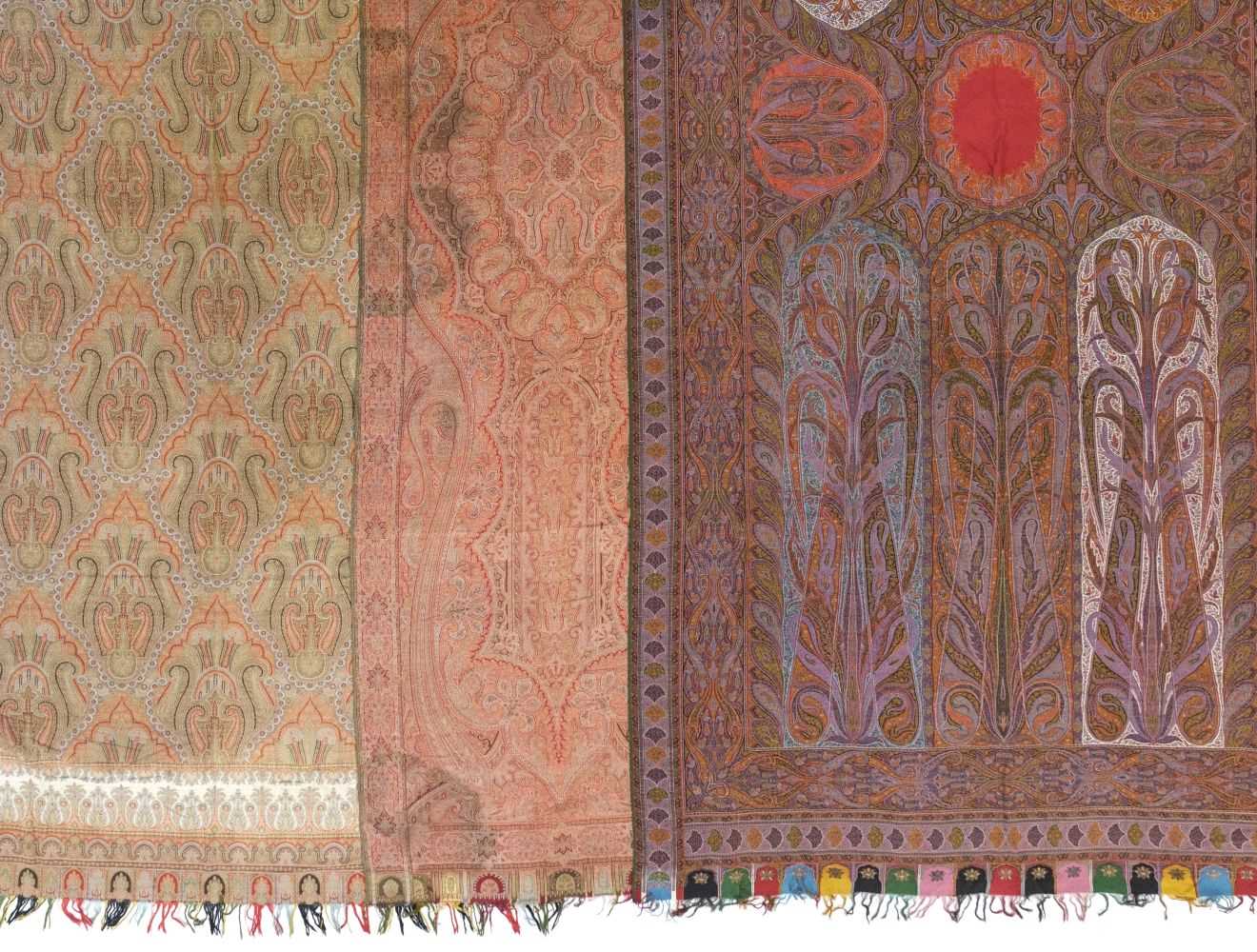 Lot 601 - Shawls. Three large Paisley shawls, mid 19th century