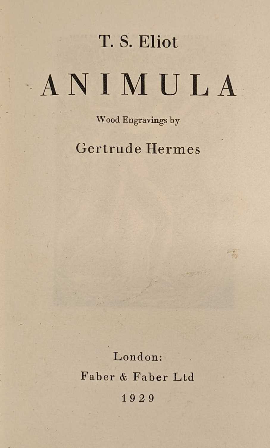 Lot 372 - Eliot (Thomas Stearns). Animula, 1st edition,, 1929