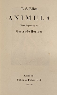 Lot 372 - Eliot (Thomas Stearns). Animula, 1st edition,, 1929