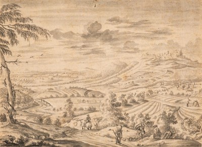 Lot 15 - Saftleven (Herman, 1609-1685, attributed to ). Landscape with figures and ruins...