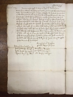 Lot 308 - Devon. Manuscript deposition with judgement for fishing rights on the Yealm, 1547