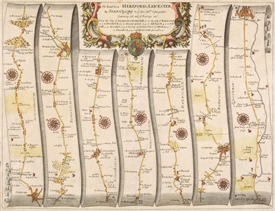 Lot 133 - Ogilby (John). Five strip road maps, 1676 or later