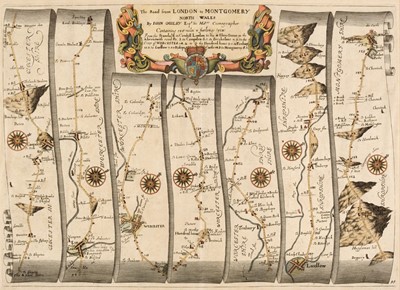 Lot 135 - Ogilby (John). Six strip road maps, 1676 or later