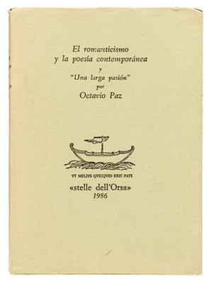 Lot 414 - Paz (Octavio). Kostas, inscribed by the author, Mexico City: Ediciones Papeles Privados, 1984