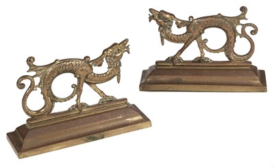 Lot 329 - Fire Dogs. A pair of Victorian brass fire dogs