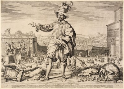 Lot 76 - Villamena (Francisco). The Roman Antiquary, engraving, 1623, and an Allegory after F. Albani
