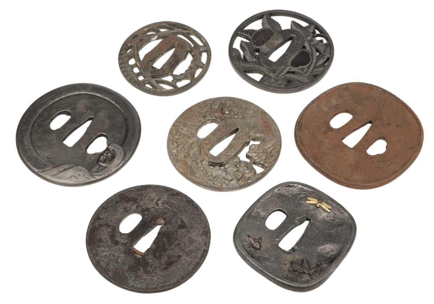 Collection Tsuba Lot 483 - Tsuba. A collection of Japanese iron tsuba,