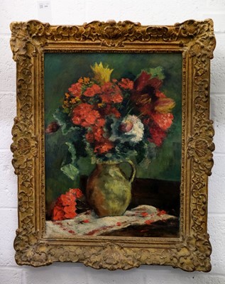 Lot 244 - Benois (Nadia, 1896-1975). Tulips and other flowers in a jug, oil on canvas, signed and dated