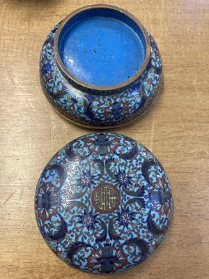 Lot 474 - Chinese Cloisonne. A 19th-century Chinese cloisonne enamel box and censer