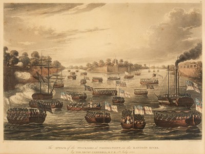 Lot 536 - Moore (Lieutenant Joseph & Captain Frederick Marryat). Nine engravings near Rangoon, 1825