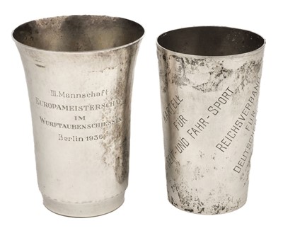 Lot 441 - Silver Cups. A 1930s German silver presentation cups