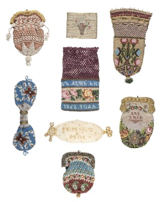 Lot 584 - Purses. A collection of beaded purses and reticules, mainly 19th century