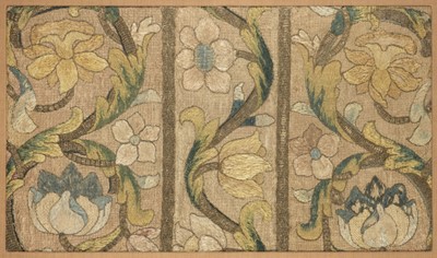 Lot 157 - Embroidered panels. A pair of framed decorative panels, 18th century